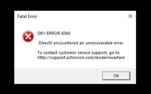 Dev 6068 Error